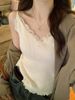 Lace Camisole Women's Base Knitted Vest New Spring And Autumn Inner Outer Wear Design Sense Niche V-neck Top_ecoleips.com