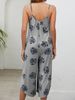 Women's Suspender Pocket Printed Jumpsuit Cropped Pants_ecoleips.com