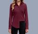 Women's Clothing Large Size Foreign Trade Polo Collar Women's Shirt Loose Fashion Temperament Solid Color_ecoleips.com