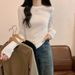 Korean Version Brushed Cotton Warm Long-Sleeve Base Shirt, Slim-Fit Herringbone Splicing Design For Spring, Autumn, And_ecoleips.com