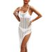 Sexy Hollow Knit Beach Cover-Up Dress - Solid Color Sun Protection Bikini Wrap, European & American Summer Style_ecoleips.com