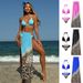 Women's Clothing Sexy Multi Color Chain Bikini Three Piece Set Printed Lace Swimsuit_ecoleips.com
