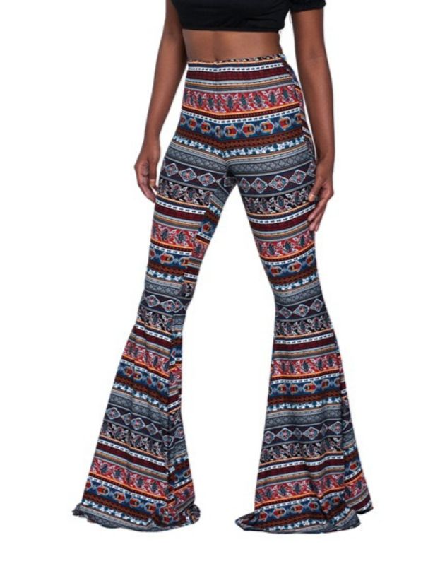 K Fashion Pattern Printed Women's Micro Flared Pants With Flared Pants_ecoleips.com