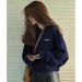 High-end Vintage Niche Navy Blue Round-neck Sweatshirt For Women, Fleece-lined, Thickened, Slimming, New Autumn And_ecoleips.com