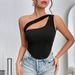 Women's Clothing New Slim Ultra Short Irregular Hem Oblique Shoulder Wrap Chest Vest Hollow Top_ecoleips.com