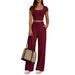 Women's Slim Fit Two Piece Suit Short Sleeve Trousers Y2K Casual Spring Summer Commuter Suit_ecoleips.com