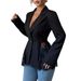 European And American Cross-border 2026 Spring New Style Color-blocked Lace Waist Slim-fit A-line Women's Blazer_ecoleips.com