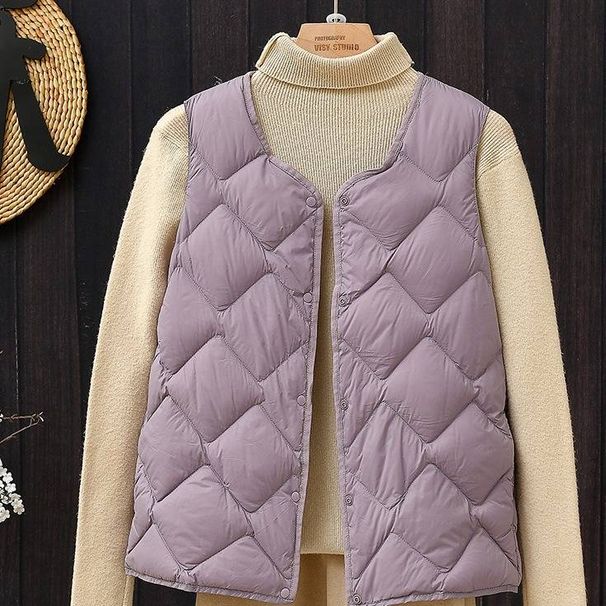 Women's Lightweight Down Vest With White Duck Feather, Short Sleeveless Puffer Jacket, Soft Cloud-Like Design, Slim Fit For Casual & Office Wear_ecoleips.com
