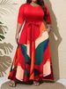 Plus Size Wrap Dress With Pockets - Flowy V-Neck Maxi Dress With Elastic Waist, Polyester-Spandex Blend Print Dress For Women (0XL-5XL)_ecoleips.com
