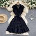 Women's Clothing Light Luxury Sleeveless Dress Luxury Sheer Mesh Dress – Sleeveless A-Line With Lace Detailing & Waist Tie_ecoleips.com