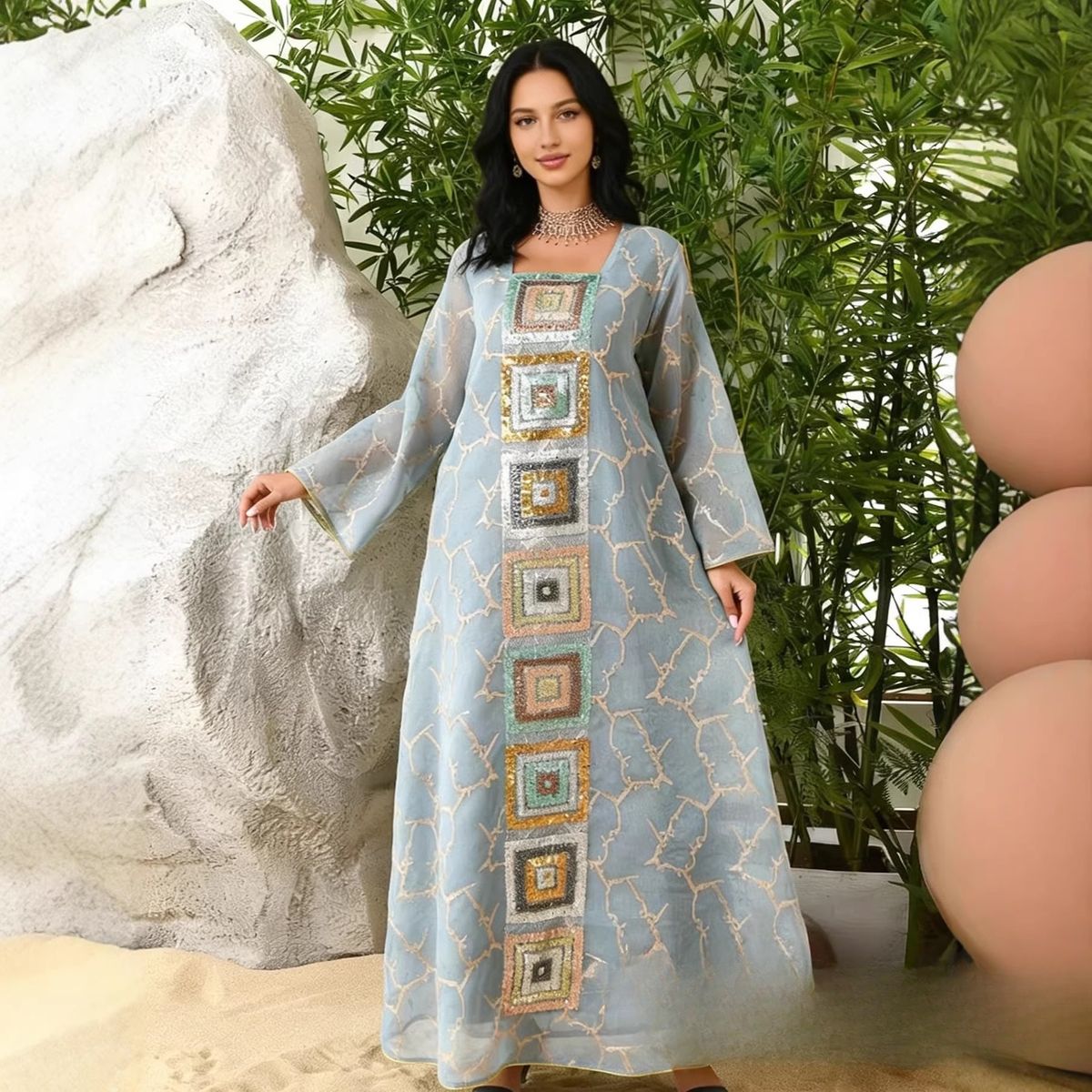 Women's Clothing Modest Abaya Dress Elegant Plus Size Muslim Abaya Dress Dubai African Long Maxi Dress Loose Flowy Evening Gown Cotton Linen Blend_ecoleips.com