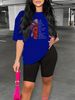 Summer Women's Casual Fashion Letter Graphic Print Loose T-shirt Shorts Two-piece Set Summer Sportswear Suitable For Daily Wear-165_ecoleips.com