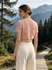 Thin Openwork Knit Cardi, Textured Pearl Button Top_ecoleips.com