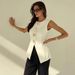 Women's Artistic V Neck Vest Loose Fitting Versatile Waist Cinching Top New Casual Outerwear_ecoleips.com