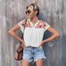 2026 European And American Summer New Embroidered Tassel Tie Collar Batwing Sleeve Women's Shirt_ecoleips.com