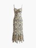 New European American Chic Floral Print Long Dress for Women Spaghetti Strap Slim Waist Bodycon Style Vacation Wear_ecoleips.com