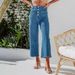 Retro High-Waisted Wide-Leg Women's Jeans Single-Breasted Loose Straight Leg_ecoleips.com