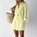 Summer Women's Shirt Jacquard Puff Sleeve Elegant Top Shorts Commuter Design Casual Suit_ecoleips.com