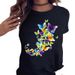 Women's Spring/Summer European And American Style Butterfly Floral Letter Trendy Cute Short Sleeve Top For Women_ecoleips.com