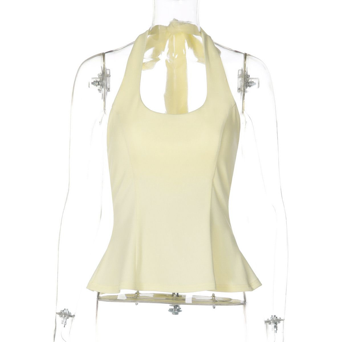 Crisscross Back Halter Top – Sexy & Chic Women's Bodycon Cami With Adjustable Ties, Pure Color Staple For Clubbing & Streetwear_ecoleips.com