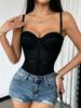 Aria Basics Aria Basics Cross-border Hot Item: European And American Solid Color Corset, Waist-slimming Mesh Fishbone Top, Sexy Outerwear_ecoleips.com