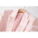 Women's Clothing Pink Feather Splicing Suit Two Piece Suit Temperament Dress Pants Suit_ecoleips.com