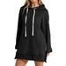 Women's Clothing Autumn/Winter New Women's Solid Color Hooded Mid Length Sweatshirt_ecoleips.com