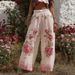 Elegant 3D Floral Print Straight Leg Women's Trousers Independent Website Foreign Trade Cross Border Fashion Bottoms_ecoleips.com