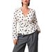 Women's Polka Dot Slim Fit Cardigan T-Shirt V Neck Pleated Fashion Top for Hot Girl Foreign Trade Cross Border Wholesale_ecoleips.com