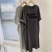 Dress Women 2025 Summer New Simple Letter Printed Casual Plus Size Loose Short Sleeved Dress_ecoleips.com