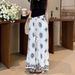 Suitable For All Seasons Bohemian Print Wide-Leg For Women, Summer Thin Ice Silk Linen Pants, Straight-Leg Draped Casual Long Pants_ecoleips.com