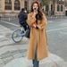 Korean-Style Belted Wool-Blend Coat – Oversized Double-Breasted Trench Coat For Women | Mid-Length | Sky Blue/Black/Beige/Camel/Pink_ecoleips.com