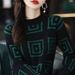 Chunky Geometric Jacquard Knit Sweater - Oversized High Neck Pullover For Women, Fall & Winter Casual Warm Tops_ecoleips.com