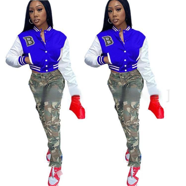Women's Casual Printed Patchwork Short Jacket Long Sleeved Autumn Winter Fashion Style Bestseller_ecoleips.com