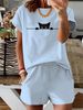 Women’s 2 Piece Outfit Set – Oversized Graphic T-Shirt And Biker Shorts Matching Set, Casual Summer Lounge Tracksuit For Daily Wear-299_ecoleips.com