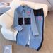 Denim Two-piece Set Long-Sleeved Top Wide-Leg Pants Spring Autumn Fashion Office Lady Style Polyester_ecoleips.com