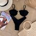 Women's Sexy Solid Color Bikini Push Up Swimwear European American Style Underwire Cross Two Piece_ecoleips.com