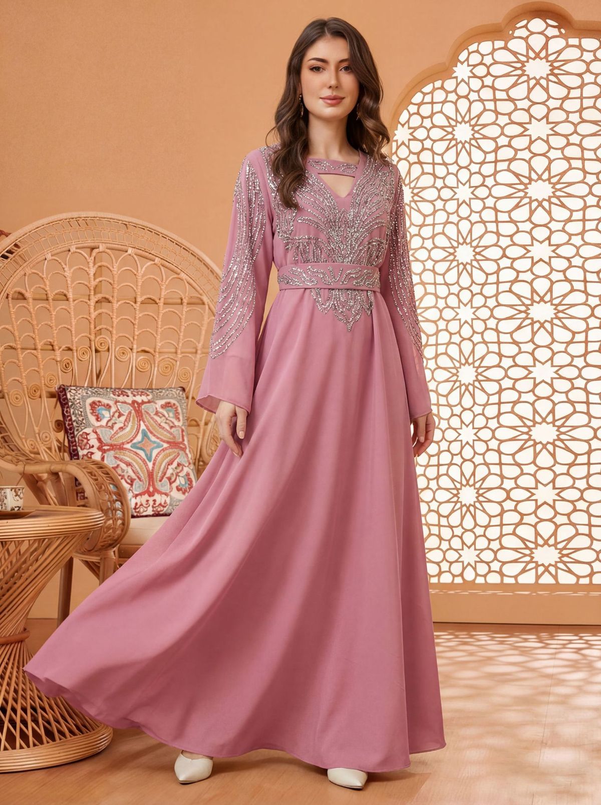 Women's Robe Fashion Musilin Print Elegant Temperament Dress_ecoleips.com