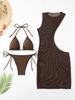 Women's Sexy Three Piece Two Piece Swimsuit Bikini Wire-Free Vacation Style Regular Thickness Nylon Polyester for All Seasons_ecoleips.com