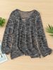 Women Hollow Out Knit Cardigan Loose Flare Long Sleeve Striped Ribbed Top Lightweight Breathable Tie Front Sheer Cover Up Blouse_ecoleips.com