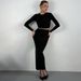 Women's European American Style round Neck Long Sleeve Pant Set Slim Fit Cropped Top And Skirt Combo for Autumn Winter Fashion_ecoleips.com