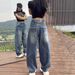 Vintage Flared Jeans For Women - High Waist Wide Leg Trousers, Plus Size Comfort Fit, Retro Denim Pants For Autumn_ecoleips.com