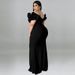 Plus Size Women's Bodycon Dress Summer New Arrival Ruffled Sleeve Backless Sexy Design Casual Elegant Women's Long Dress_ecoleips.com