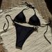 Women's Clothing Sexy Nylon Shiny Metal Ring Lace Up Backless Split Swimsuit Bikini_ecoleips.com