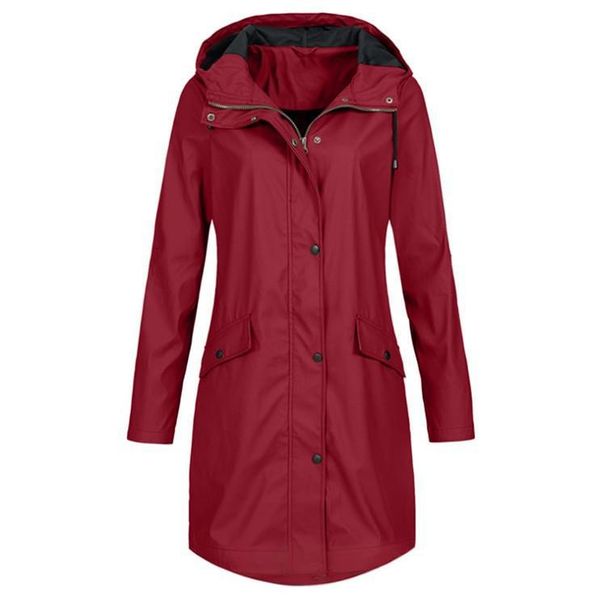 Women's Casual Long Hooded Windbreaker Coat With Front Button Closure, Lightweight Spring & Fall Jacket For Everyday Wear_ecoleips.com