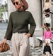 "Women's Loose Fit Pullover Sweater - Soft Acrylic Blend, Long Sleeve, Solid Color, Casual Comfort For Autumn & Winter"_ecoleips.com