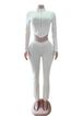 Women's Clothing Women's Slim Fit Two Piece Set Long Sleeved Pleated Zipper Crop Top And Long Legged Pants Solid Color European American Style_ecoleips.com