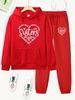 Women's Autumn And Winter Casual Fashion Letter Pattern Printed Thick Velvet Warm Hooded Sweatshirt+sports Pants Set-693_ecoleips.com