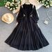 Women's French Style Off-Shoulder Round Neck Dress With Lantern Sleeves Elastic Waist Slimming Ruffle Long Skirt Summer Elegant_ecoleips.com
