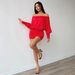 Women's Off-Shoulder Bodycon Skirt Sexy Fashionable Solid Color Short Skirt Long Sleeved Dress For Autumn Winter_ecoleips.com